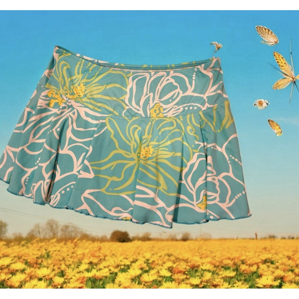 Lilly Pulitzer Blue Floral Skirt Swimwear Vintage Womens Size XS Small Vacation‎